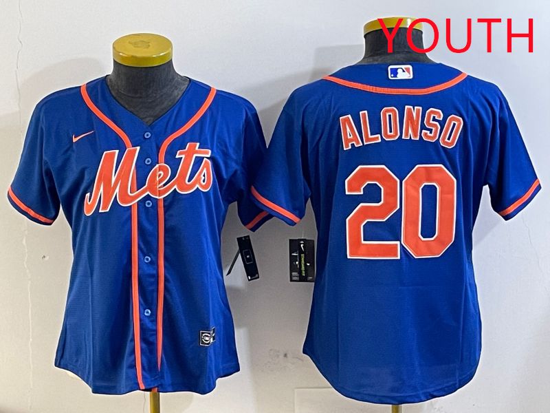 Youth New York Mets 20 Alonso Blue Game Nike 2025 MLB Jersey style 2